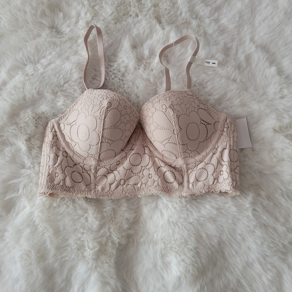 🌼AERIE REAL HAPPY DEMI LIGHTLY LINED CANDY LACE BRA SIZE 34B - Picture 2 of 7